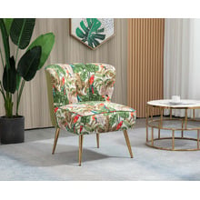 Red Parrot on Green Tropical Forest Accent Chair